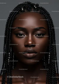 Elegant Woman with Braided Hair and Glossy Hair Beads for Fashion