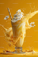 Vibrant Orange Milkshake with Splash and Whipped Cream in Tall Glass