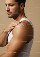 Male Applying Sunscreen to Shoulder for Sun Protection