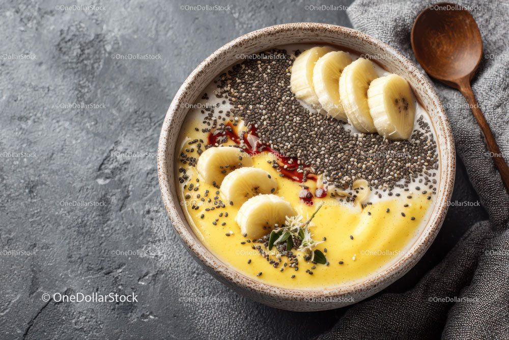 Delicious Banana Smoothie Bowl with Chia Seeds and Fresh Fruit
