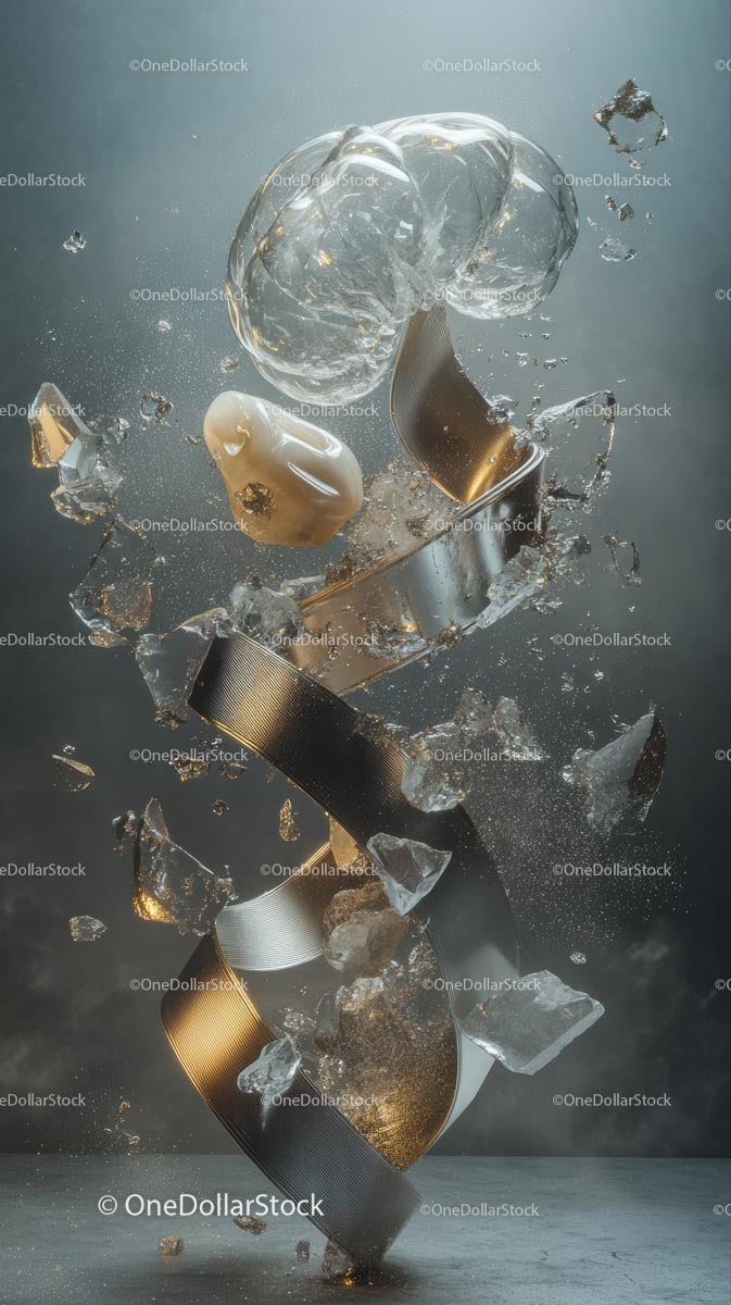 Dynamic Metal Dollar Sign Breaking Through Shattered Glass
