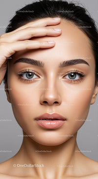 Portrait of a Beautiful Woman with Clear Skin and Elegant Makeup