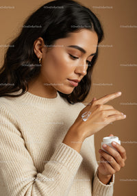 Young Woman Applying Moisturizer Skincare Cream for Healthy Skin