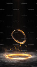 Futuristic Glowing Ring with Cosmic Particles in Space Scene