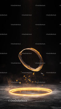 Futuristic Glowing Ring with Cosmic Particles in Space Scene