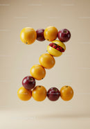 Creative Number Two Made of Oranges and Plums