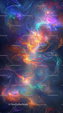 Vibrant Cosmic Energy Abstract Artwork with Neon Swirls