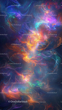 Vibrant Cosmic Energy Abstract Artwork with Neon Swirls