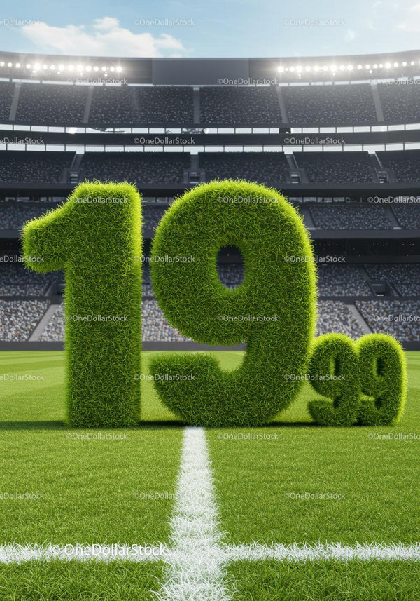 Natural grass shaped 19 3d percent on soccer field