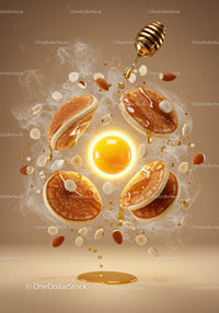 Floating pancakes with honey nuts and egg yolk