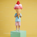 Child standing with oversized strawberry ice cream cone
