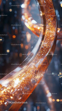 Elegant Copper and Silver Abstract Glass Art with Sparkling Effect
