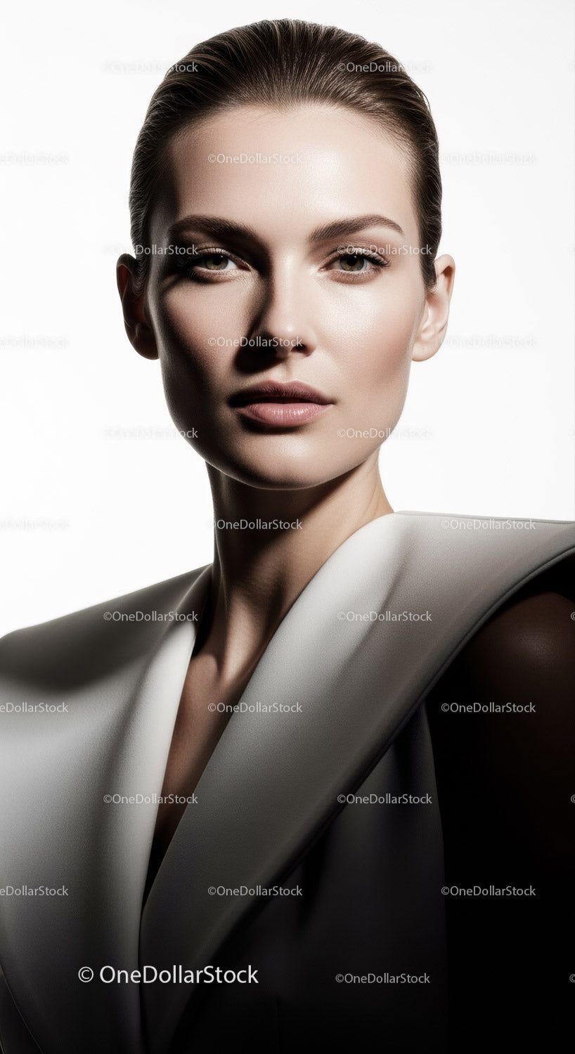 Elegant Beauty Portrait of a Confident Woman in Stylish Attire