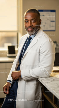 Confident African American Doctor in Modern Office