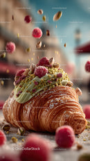 Raspberry and Pistachio Croissant with White Chocolate Drizzle