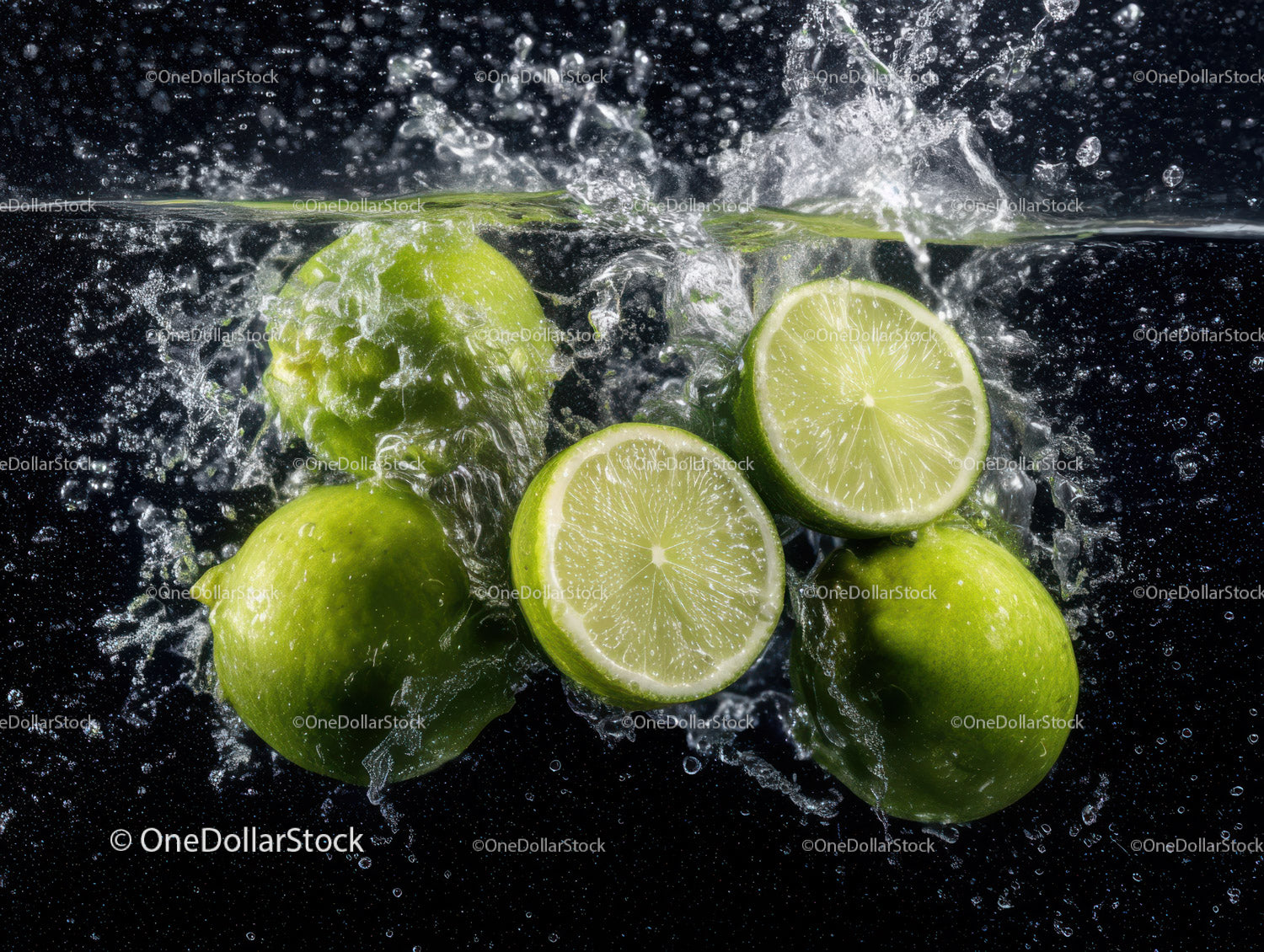 Fresh Lime Fruit with Water Splash in a Vibrant Refreshing Scene