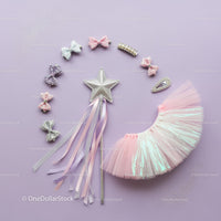 Magical Star Wand and Pastel Hair Accessories Layout