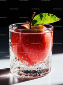 Fresh Red Apple with Leaf in Sparkling Water Glass