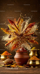 Dynamic Explosion of Indian Spices and Aromatic Ingredients