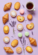 Assortment of French Pastries with Tea and Lavender