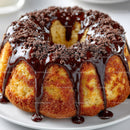 Moist Vanilla Bundt Cake with Chocolate Syrup and Crumbs