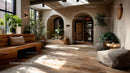 Modern Interior with Green Plants and Natural Wood Accents