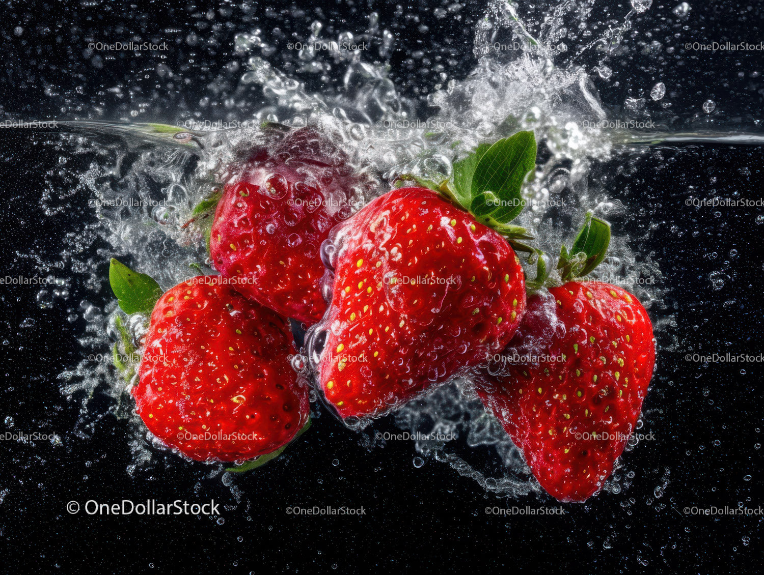 Fresh Juicy Strawberries Splashing in Water