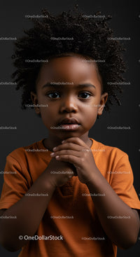 Portrait of a Curious Young Girl with Natural Hair