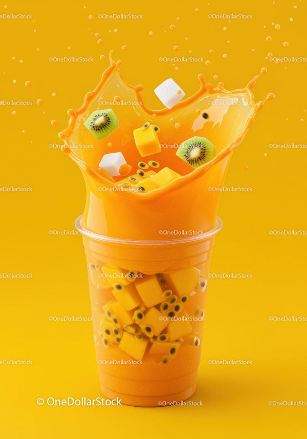 Świeży tropikalny owocowy koktajl w intensywnym pomarańczowym smoothie