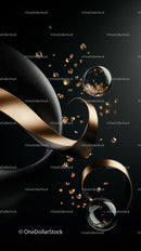 Elegant Gold and Diamond Rings with Sparkling Gemstones on Black Background