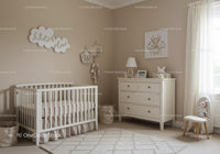 Cozy Nursery Room with White Crib and Soft Child Bedroom Decor