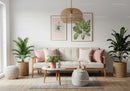 Cozy living room with natural decor and plants