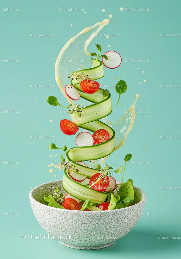 Fresh Vegetable Salad with Splash of Dressing
