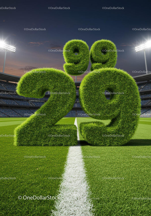 Grass Numbers Representing Soccer Score on Field