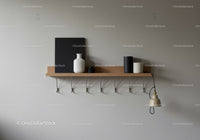Modern Minimalist Wall Shelf with Vases and Hooks for Interior Decor