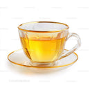 Elegant Clear Glass Tea Cup with Amber Liquid for Refreshing Drinks
