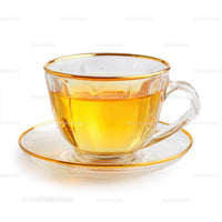 Elegant Clear Glass Tea Cup with Amber Liquid for Refreshing Drinks