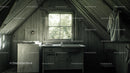 Rustic Attic Room with Vintage Sink and Wooden Walls