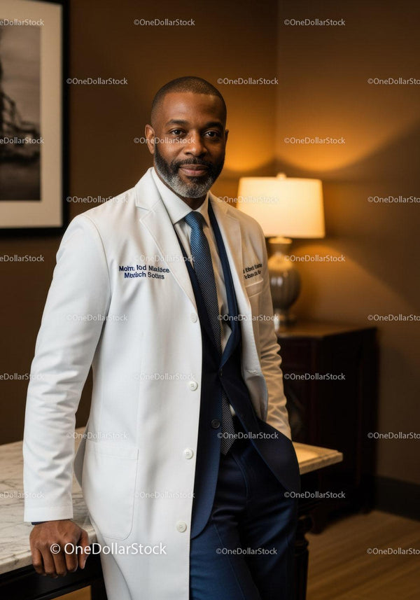 Professional Male Doctor in Office with Stethoscope