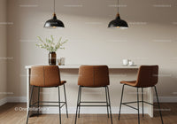 Modern Scandinavian Breakfast Bar with Leather Chairs and Pendant Lights