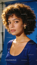Portrait of young woman with natural curly hair