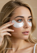 Close-up of Young Woman Applying Under Eye Patches for Skincare