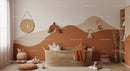 Cozy Kids Bedroom with Mountain Wall Art and Earth Toned Decor