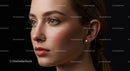 Portrait of a Young Woman with Blue Eyes and Brown Hair in a Beauty Shot