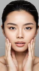Close-Up of Beautiful Asian Woman with Flawless Skin and Expressive Eyes