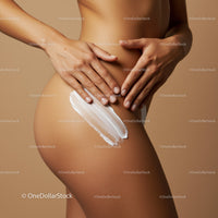 Elegant Nude Woman Applying Body Lotion with Soft Skin and Natural Glow