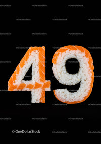Japanese Sushi Number Forty Nine on Black Background