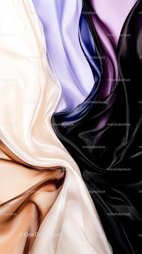 Colorful Satin Fabrics in Blue Purple Black and Beige
