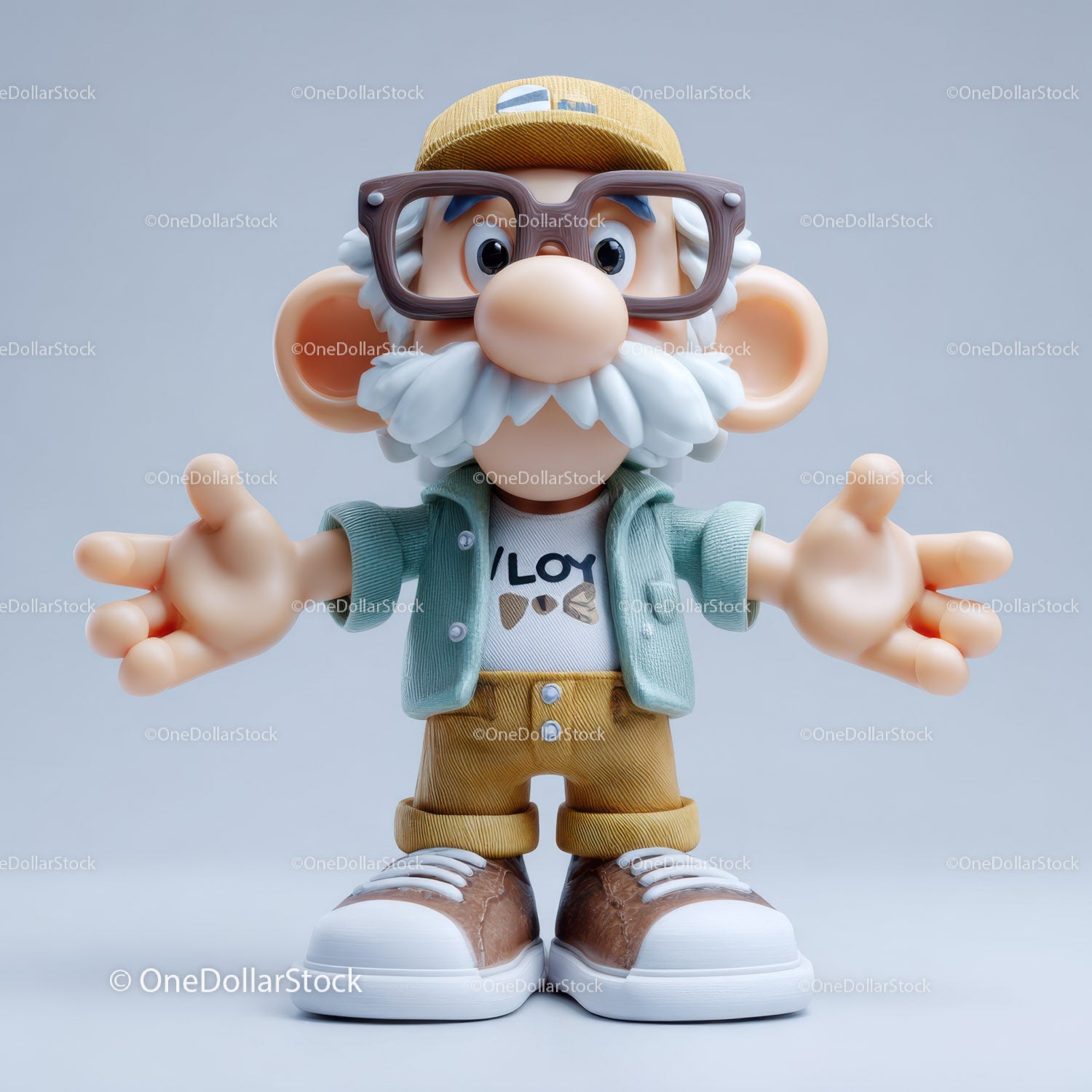 Whimsical Gnome Character Figurine with Glasses and Cap