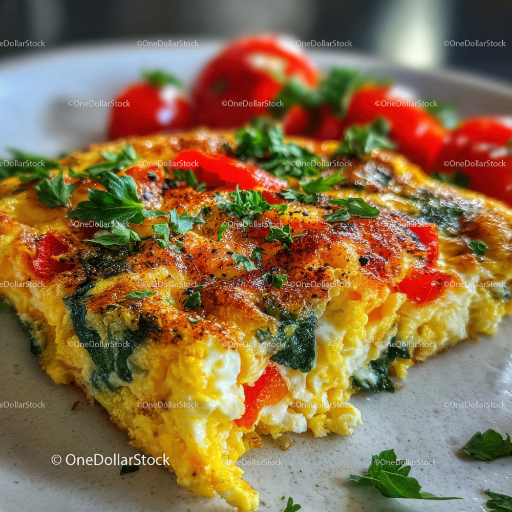Kolorowa frittata warzywna z pomidorkami koktajlowymi i natką pietruszki